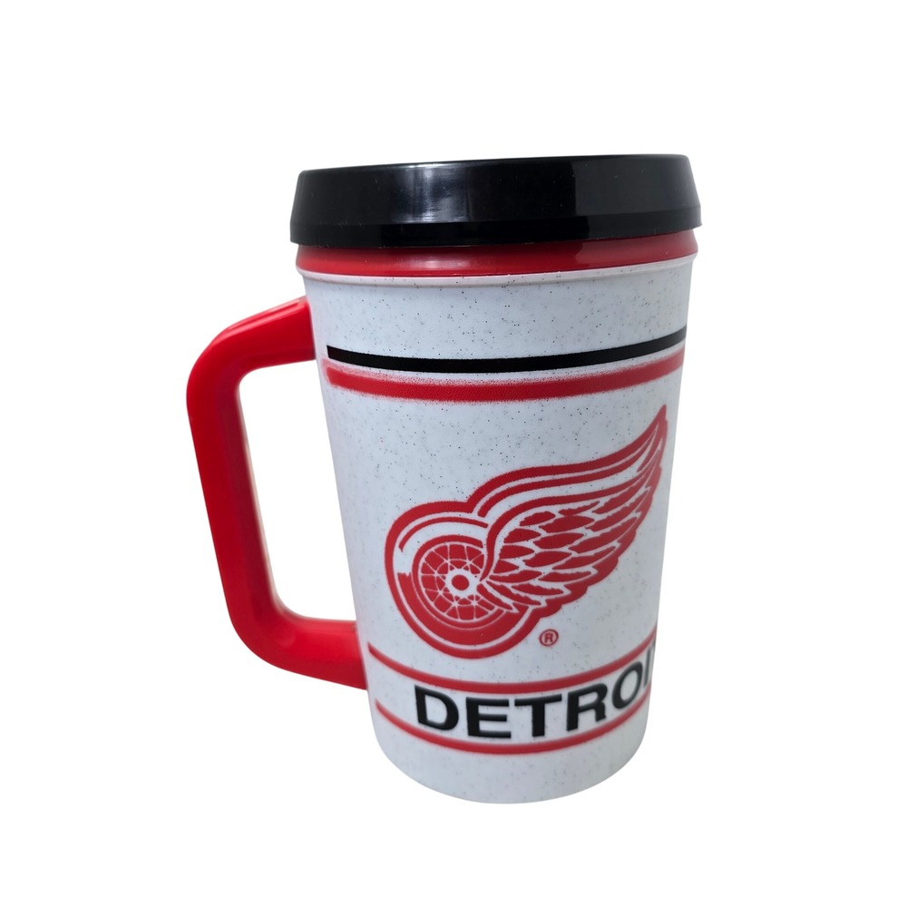 Vintage‎ Aladdin Detroit Red Wings Travel Mug NHL White Red Insulated Tumbler